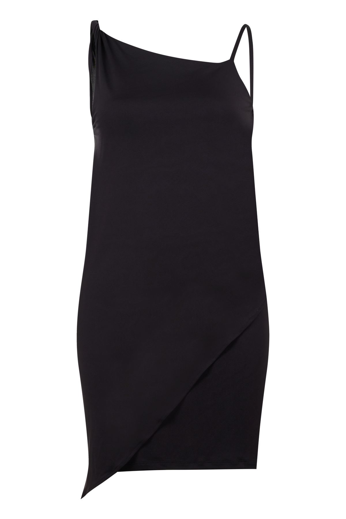 Siyah Midi Elbise (Asymetric Kesim)