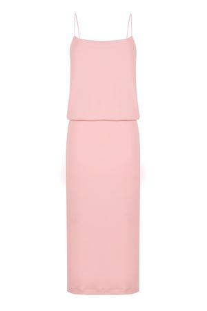 Pembe Degaje Midi Elbise