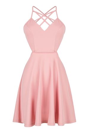 Pembe Çok Bantlı Mini Elbise