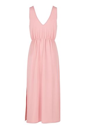 Pembe Midi Elbise (Ön Arka V Yaka)