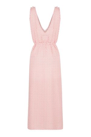 Midi Elbise Yavruağzı Puantiyeli (Ön Yaka Volanlı Arka Yaka V)