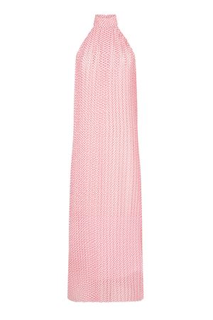 Şifon Kendinden Pileli Elbise (Yavruağzı Puantiyeli)