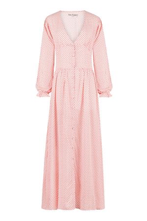 Vintage Dress (Beyaz Üzeri Yavruağzı Puantiyeli)