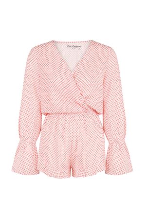 Uzun Kollu Şort Tulum (Yavruağzı Puantiyeli)