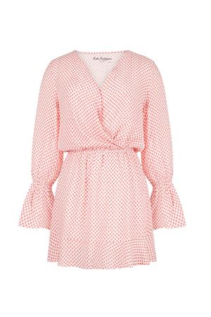 Uzun Kollu Mini Elbise (Yavruağzı Puantiyeli)