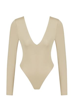 Bej Uzun Kollu Bodysuit 