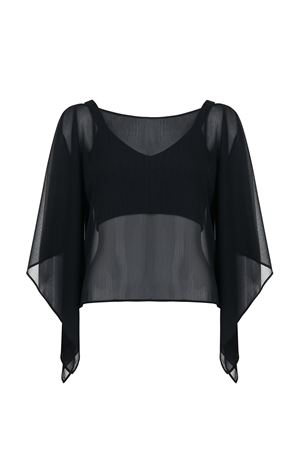 Siyah Şifon Bluz (Yarasa Kol)