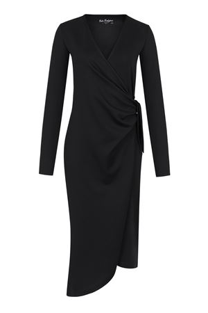 Siyah Kruvaze Midi Boy Elbise