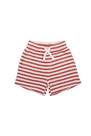 Çocuk Kırmızı Ekru Çizgili Şort