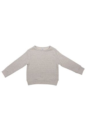 Çocuk Gri Ekru Çizgili Sweatshirt