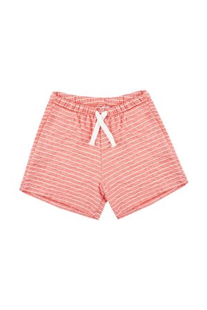 Çocuk Popcorn Şort (Mercan Beyaz Çizgili)