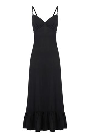 Siyah Maxi Elbise Örgü Askılı