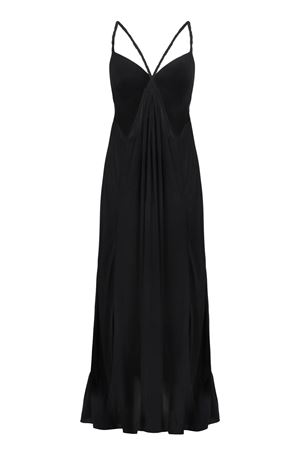 Siyah Maxi Elbise Örgü Askılı