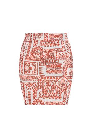 Mini Etek (Ekru Üzeri Kiremit Etnik Desen)
