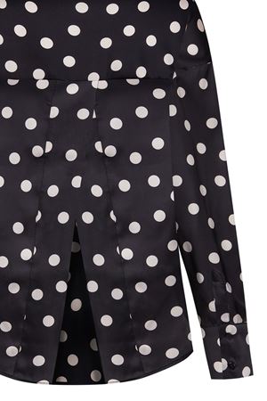 Saten Gömlek  Sırt Yırtmaç Detaylı (Siyah Üzeri Beyaz Puantiyeli)