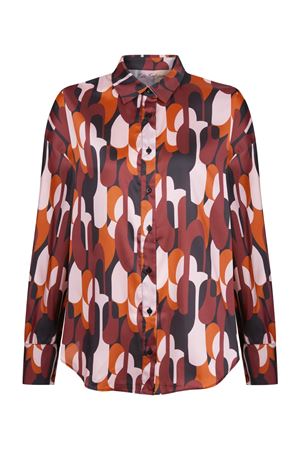 Saten Gömlek  Sırt Yırtmaç Detaylı (Grafiti Desenli)