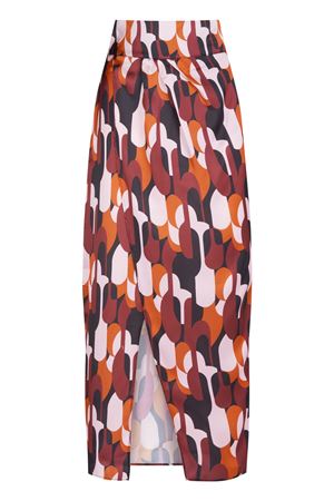Saten Kruvaze Midi Etek (Grafiti Desenli)