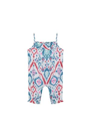 Çocuk İnce Askılı Tulum (Kırmızı Su Yeşili Etnik Desen)