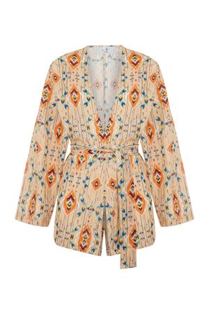 Kısa Kimono (Somon Turuncu Indian Desenli)