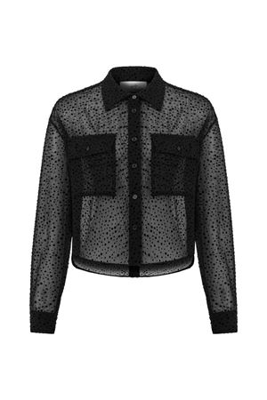 Crop Siyah Transparan Gömlek (Siyah Puantiyeli)