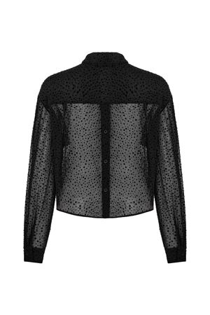 Crop Siyah Transparan Gömlek (Siyah Puantiyeli)